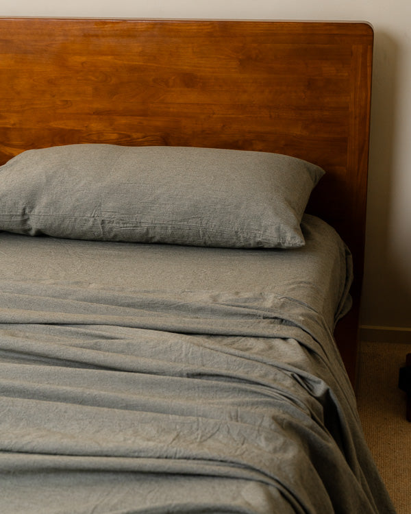 Classic Micro Twill Solid Melange Flat Top Sheet Moss