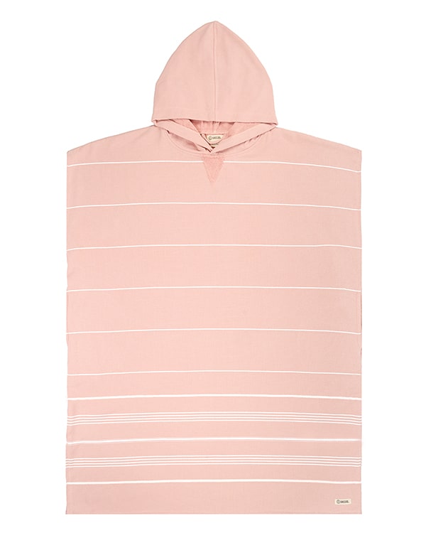 Classic Stripe Hooded Poncho Dusty Pink