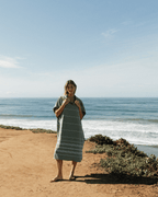 Classic Stripe Hooded Poncho – Hedge Green