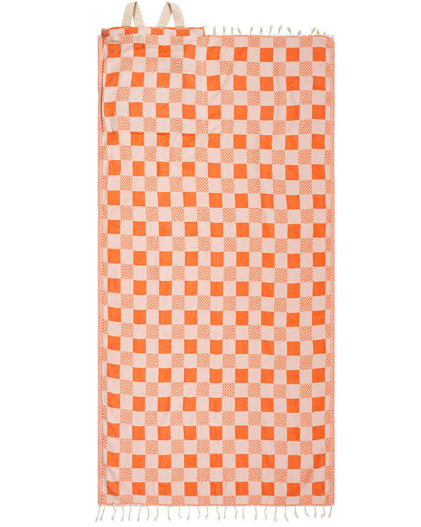 Checker Towel Bag – Coral