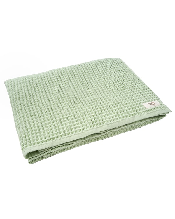 Little Fishies Waffle Blanket – Sage