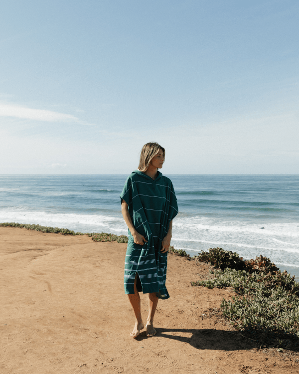 Classic Stripe Hooded Poncho – Rain Forest