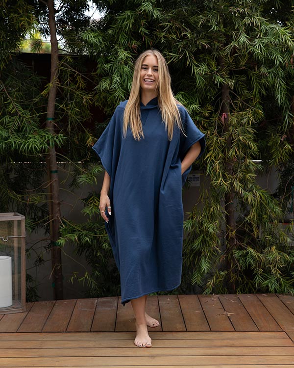 Classic Stripe Hooded Poncho – Seaglass
