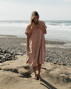 Classic Stripe Hooded Poncho – Misty Rose