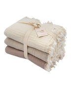 Little Fishies Gauze Receiving Blanket Set – 3 Pack – Seafoam / Peach Fuzz / Natural