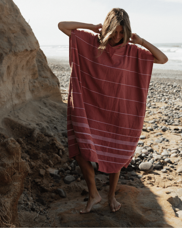 Classic Stripe Hooded Poncho – Withered Rose