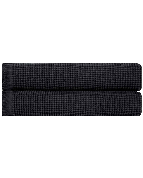 Micro Waffle XL Bath Bundle – 2 Pack – Black