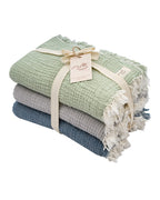 Little Fishies Gauze Receiving Blanket Set – 3 Pack – Natural / Beige / Warm Taupe