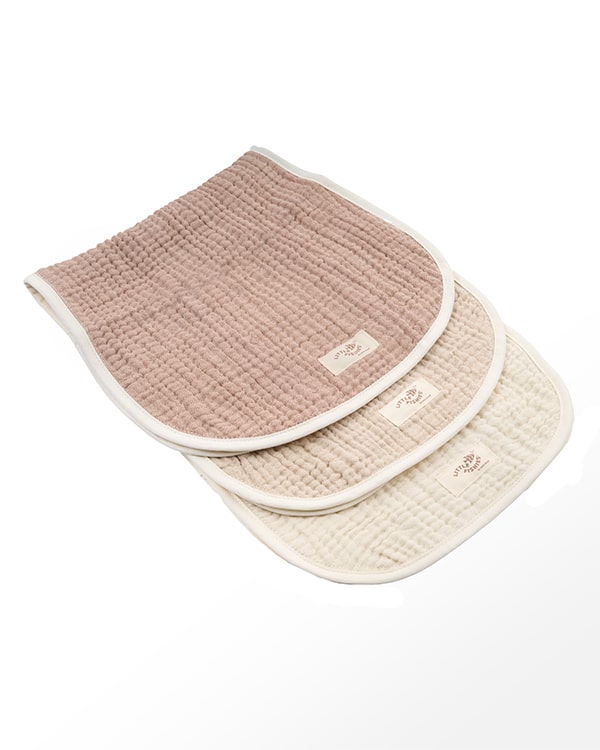 Little Fishies Gauze Burping Cloth Bundle – 3 Pack – Natural / Beige / Warm Taupe