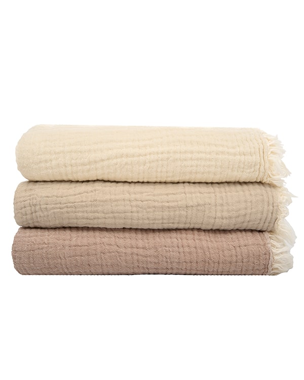 Little Fishies Gauze Receiving Blanket Set – 3 Pack – Natural / Beige / Warm Taupe