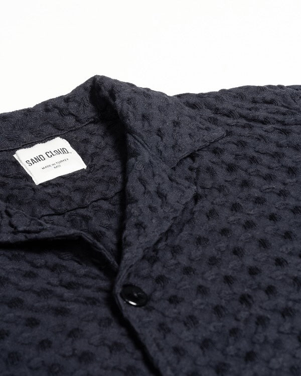 Orb Button Down Waffle Shirt – Black – Mens