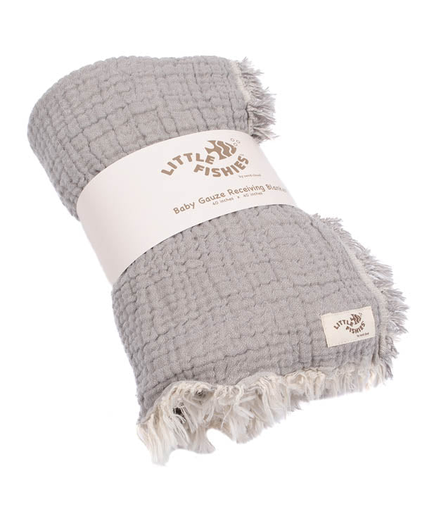 Little Fishies Gauze Receiving Blanket – Sage