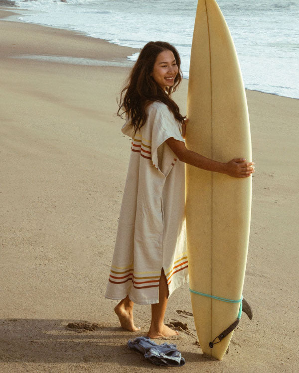 Classic Stripe Hooded Poncho – Seaglass