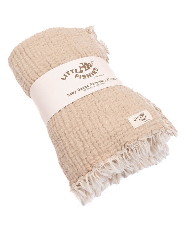 Little Fishies Gauze Receiving Blanket – Sage