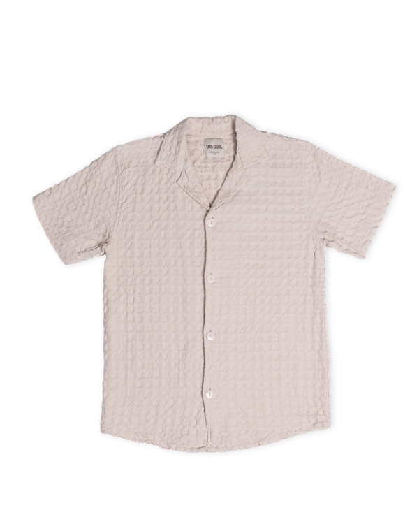 Orb Button Down Waffle Shirt – Sand – Mens