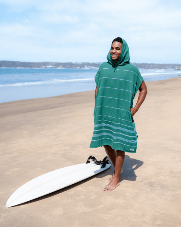 Classic Stripe Hooded Poncho – Rain Forest