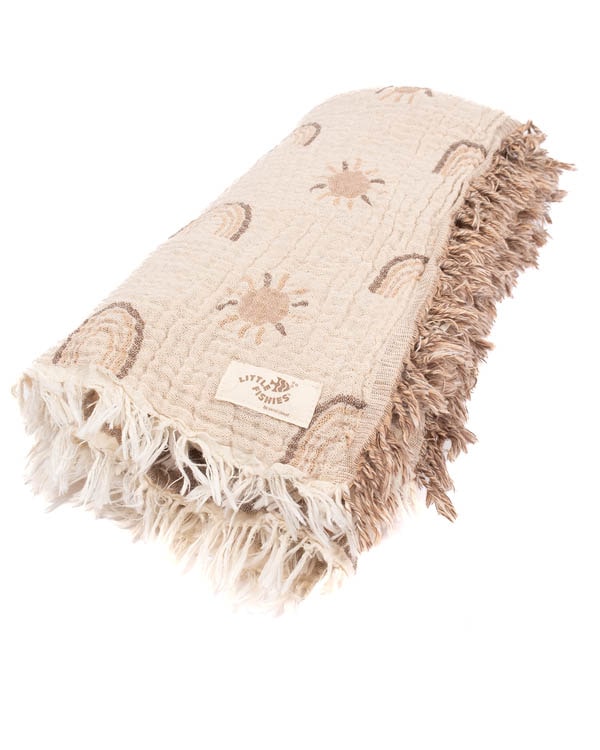 Rainbow Gauze Receiving Blanket Single with Pouch