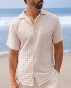 Orb Button Down Waffle Shirt – Olive – Mens