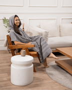 Classic Stripe Hooded Poncho – Grey