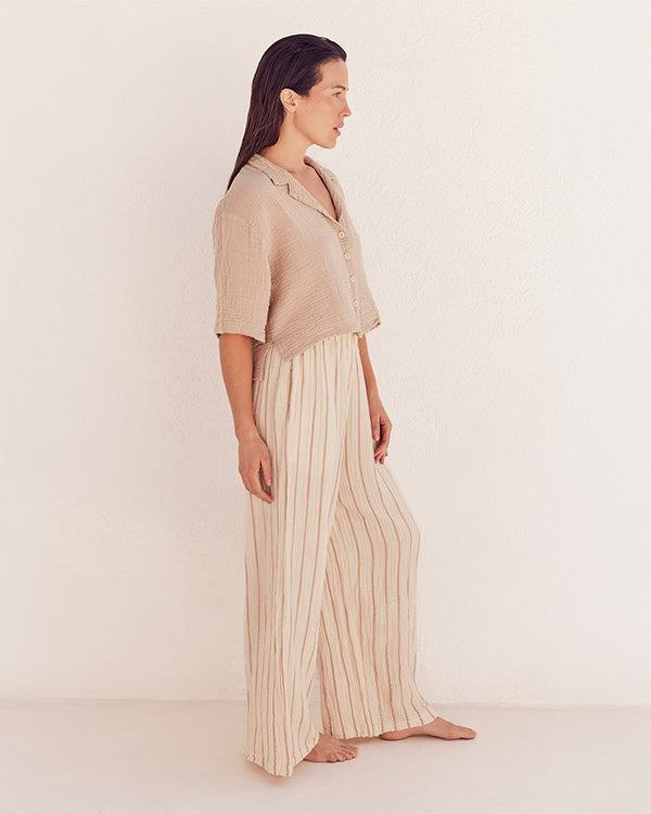 Sagar Gauze Crop Shirt – Pant Set