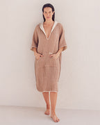 Falta Gauze Hooded Poncho – Warm Taupe