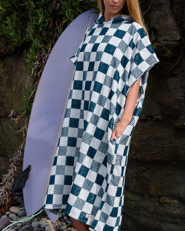 Checker Hooded Poncho