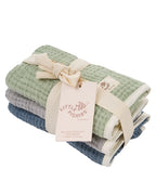 Little Fishies Gauze Burping Cloth Bundle – 3 Pack – Sage / Grey / Navy
