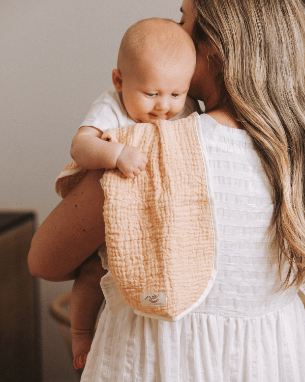 Little Fishies Gauze Burping Cloth Bundle – 3 Pack – Seafoam / Peach Fuzz / Natural