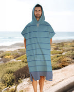 Colorblock Stripe Hooded Poncho – Aqua