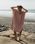 Classic Stripe Hooded Poncho – Green