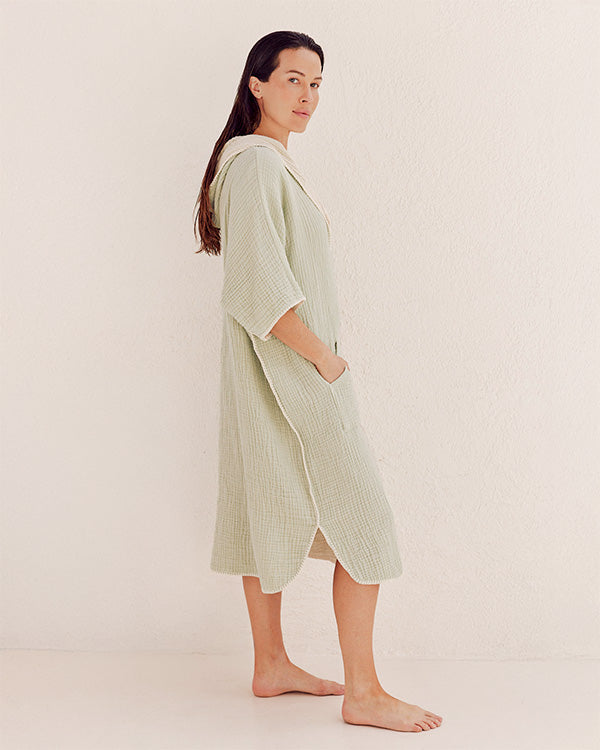 Falta Gauze Hooded Poncho – Sage