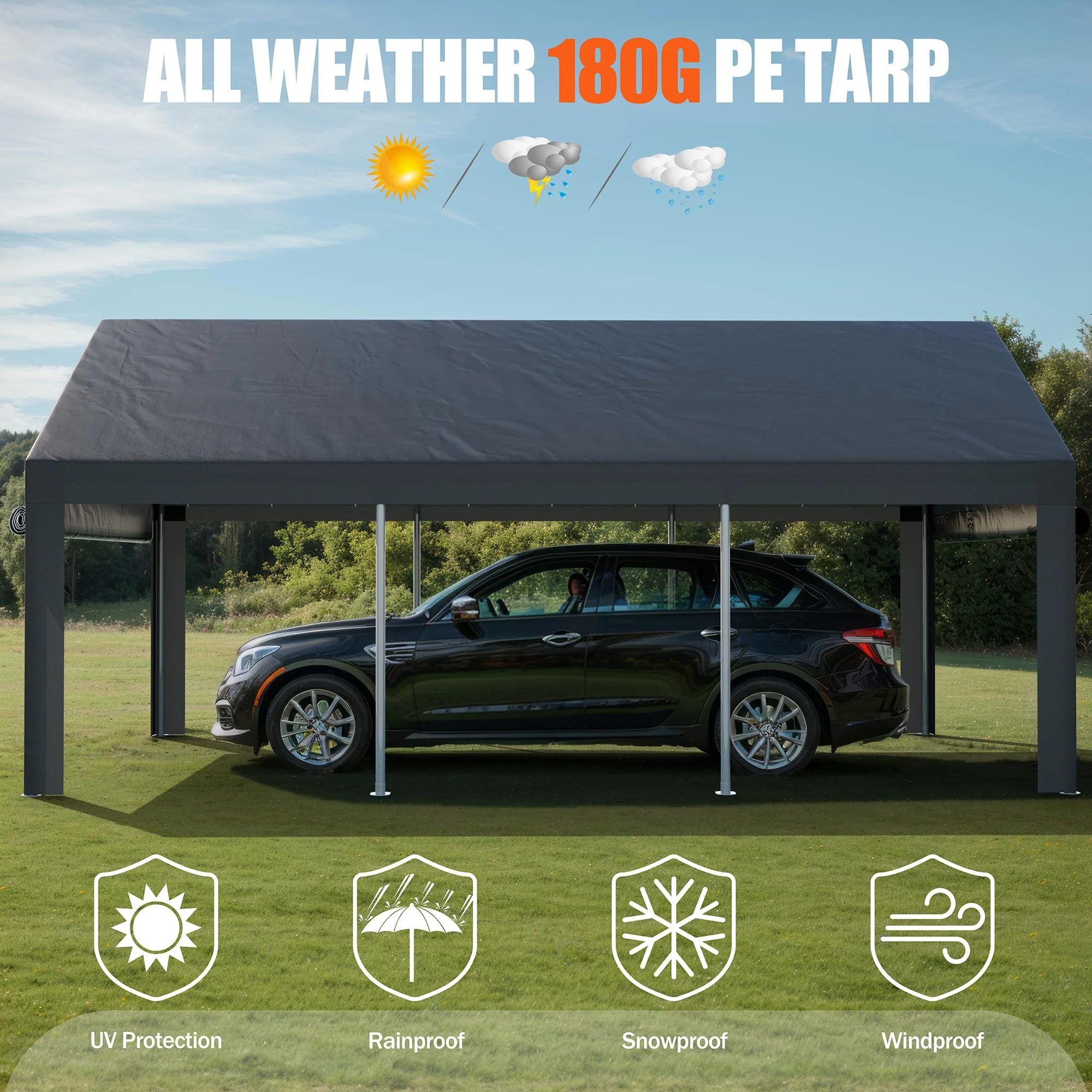 JYQAQA 12x20 FT Heavy Duty Carport Canopy - UZIS Sports
