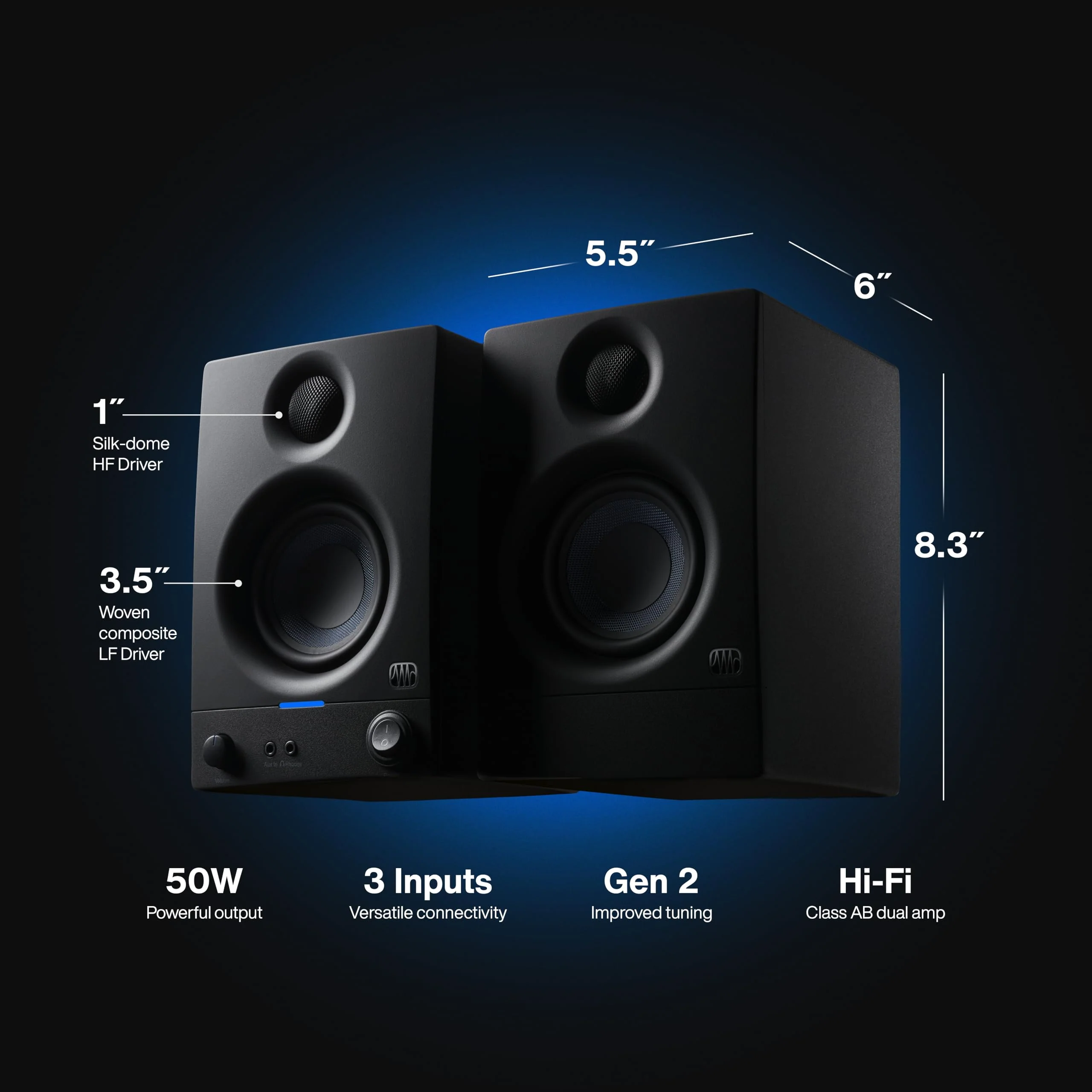 PreSonus Powered Eris 3.5 Studio Monitors - UZIS Sports