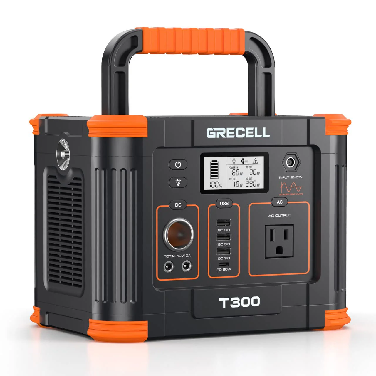 Portable Power Station 300W, GRECELL 288Wh Solar Generator - UZIS Sports