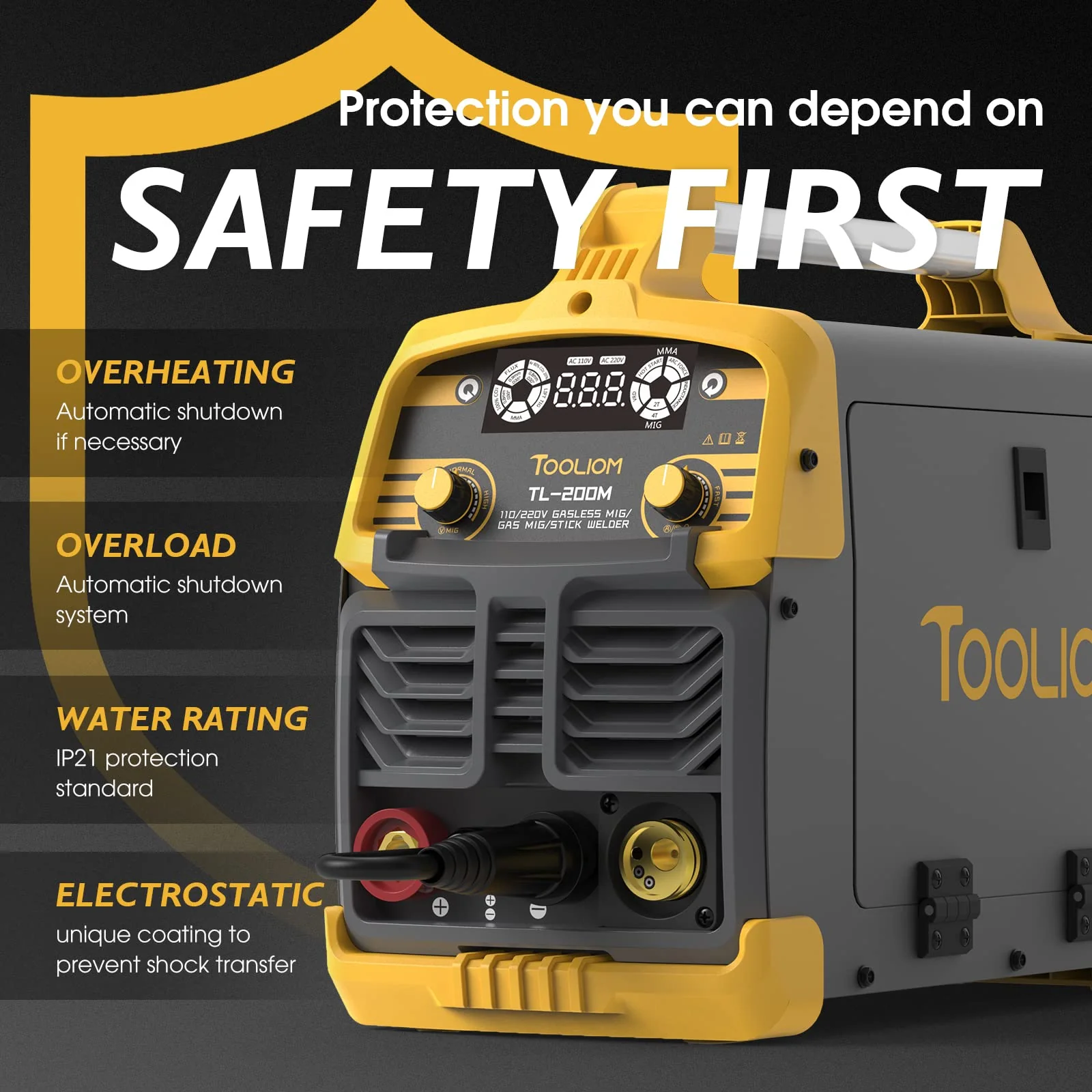 TOOLIOM 200M 3 in 1 Flux MIG Welder 110 / 220V Dual Voltage - UZIS Sports