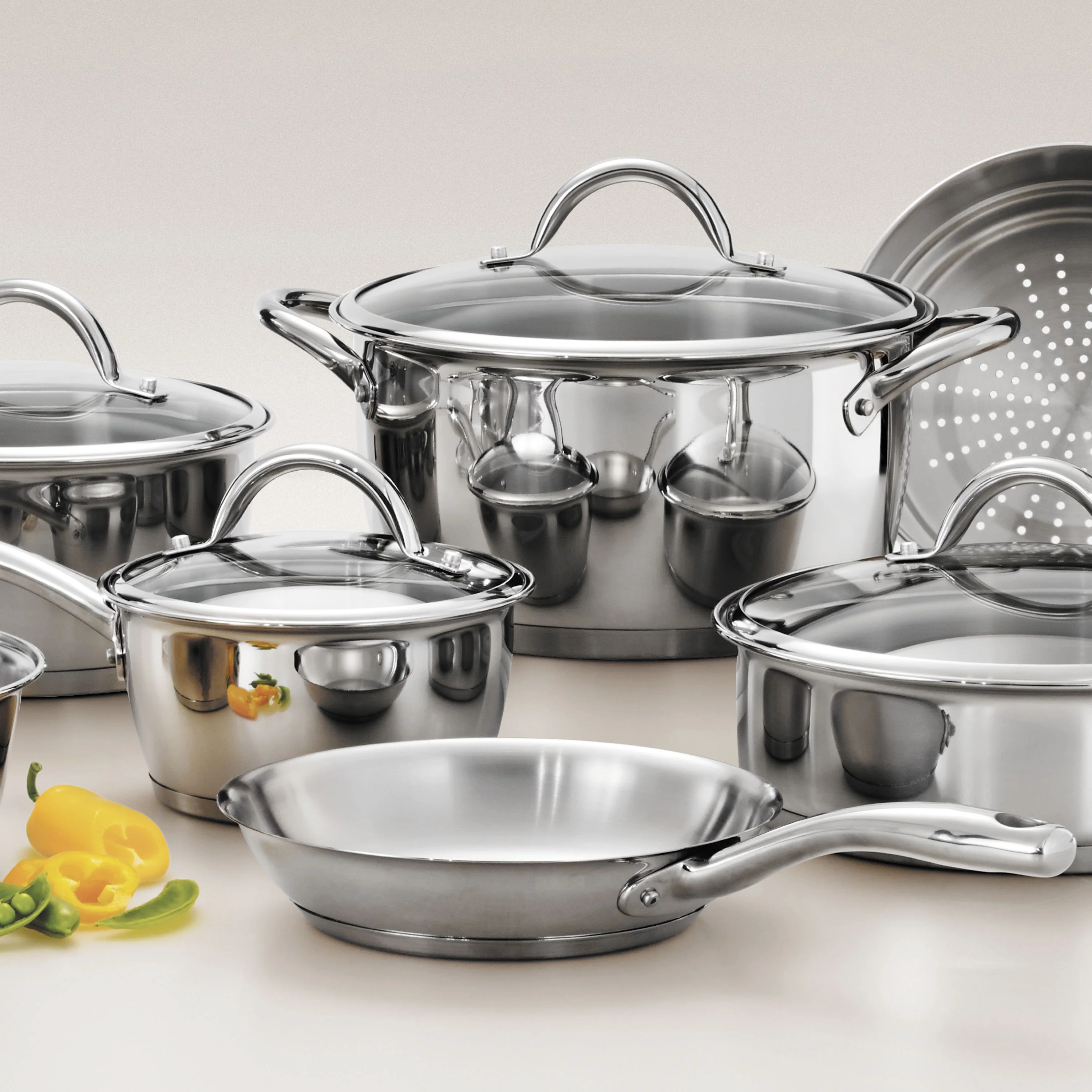 Tramontina Gourmet Stainless Steel Tri-Ply Base Cookware Set, 12 Piece - UZIS Sports