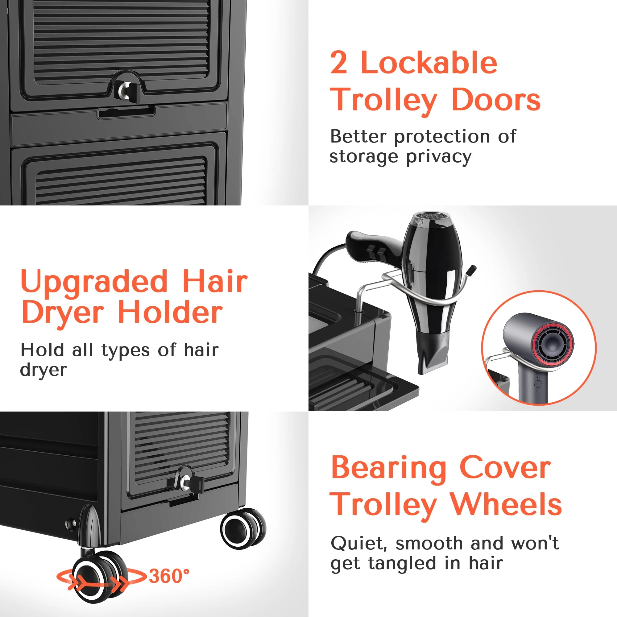 TASALON Lockable Salon Trolley Cart with 6 Drawers - UZIS Sports