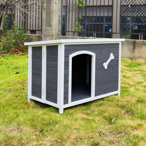 Outdoor Dog House, Large Wooden Waterproof Dog Cage, Windproof Warm Dog Kennel Easy to Assemble - UZIS Sports