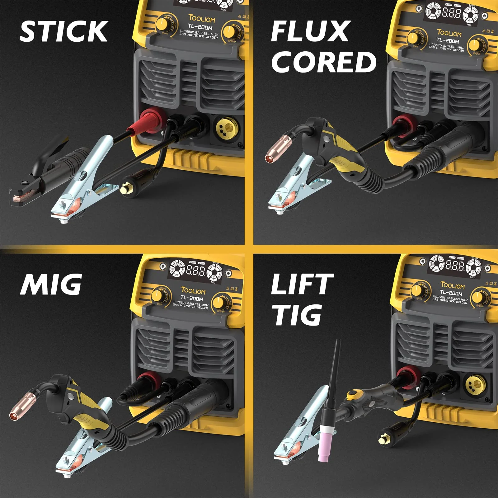 TOOLIOM 200M 3 in 1 Flux MIG Welder 110 / 220V Dual Voltage - UZIS Sports