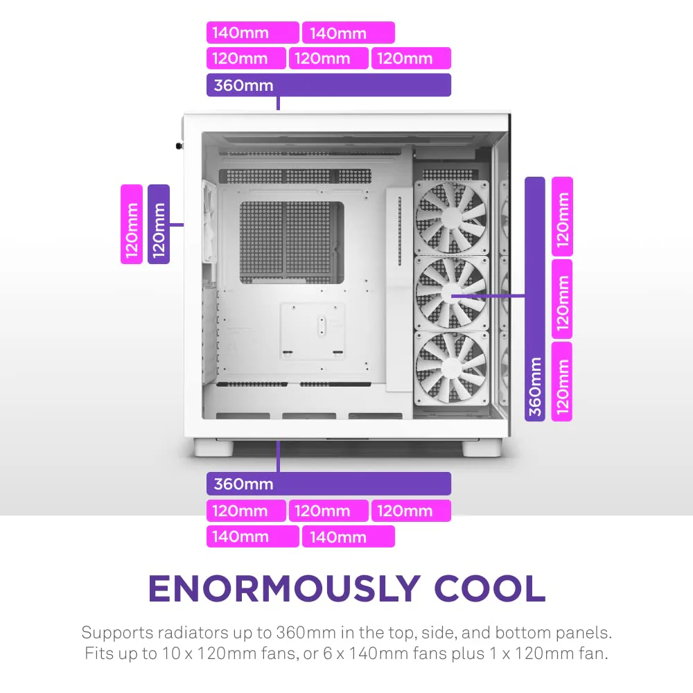 NZXT H9 Flow Dual-Chamber ATX Mid-Tower PC Gaming Case - UZIS Sports