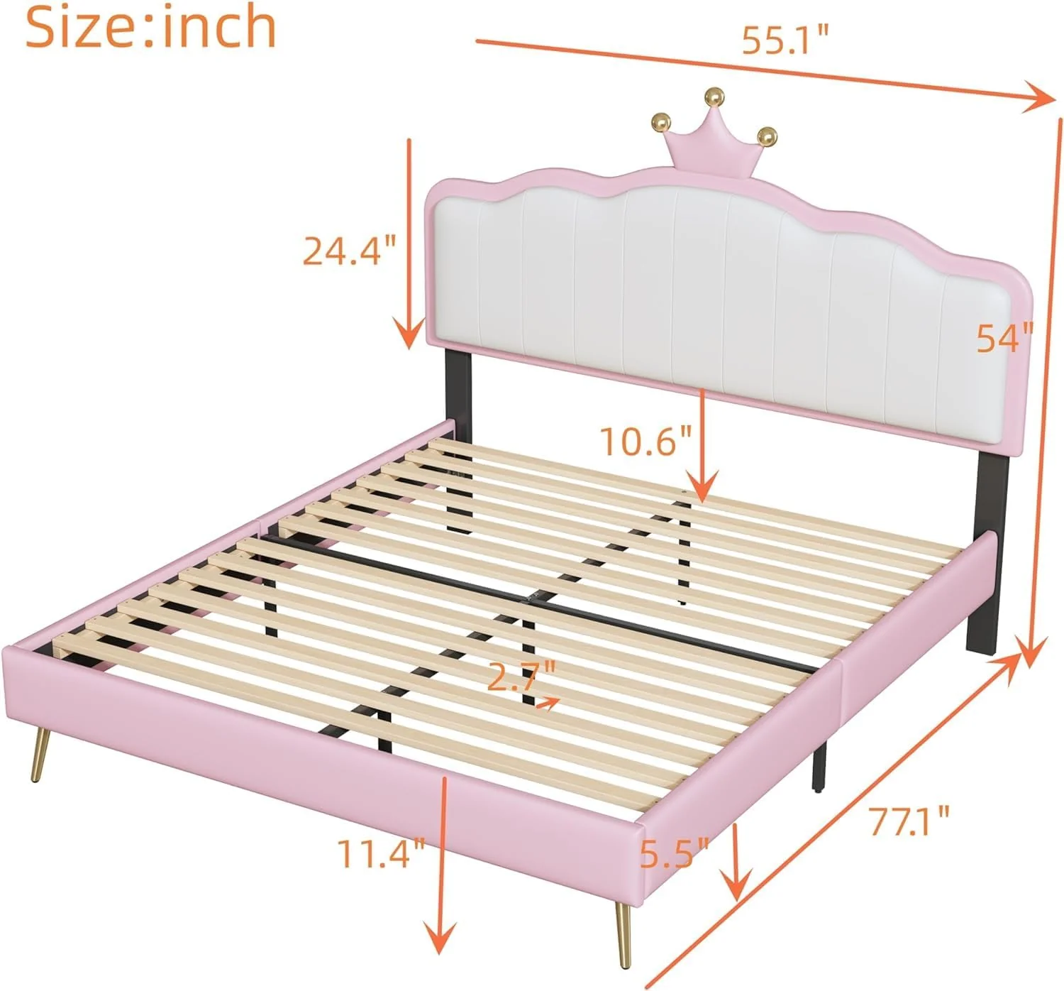 Linique Full Size Upholstered Bed Frame with LED Lights - UZIS Sports