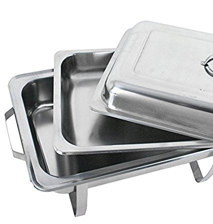 Zeny 4 Pack Premier Chafers Stainless Steel Chafing Dish 8 Qt. Full Size Buffet Trays Silver - UZIS Sports