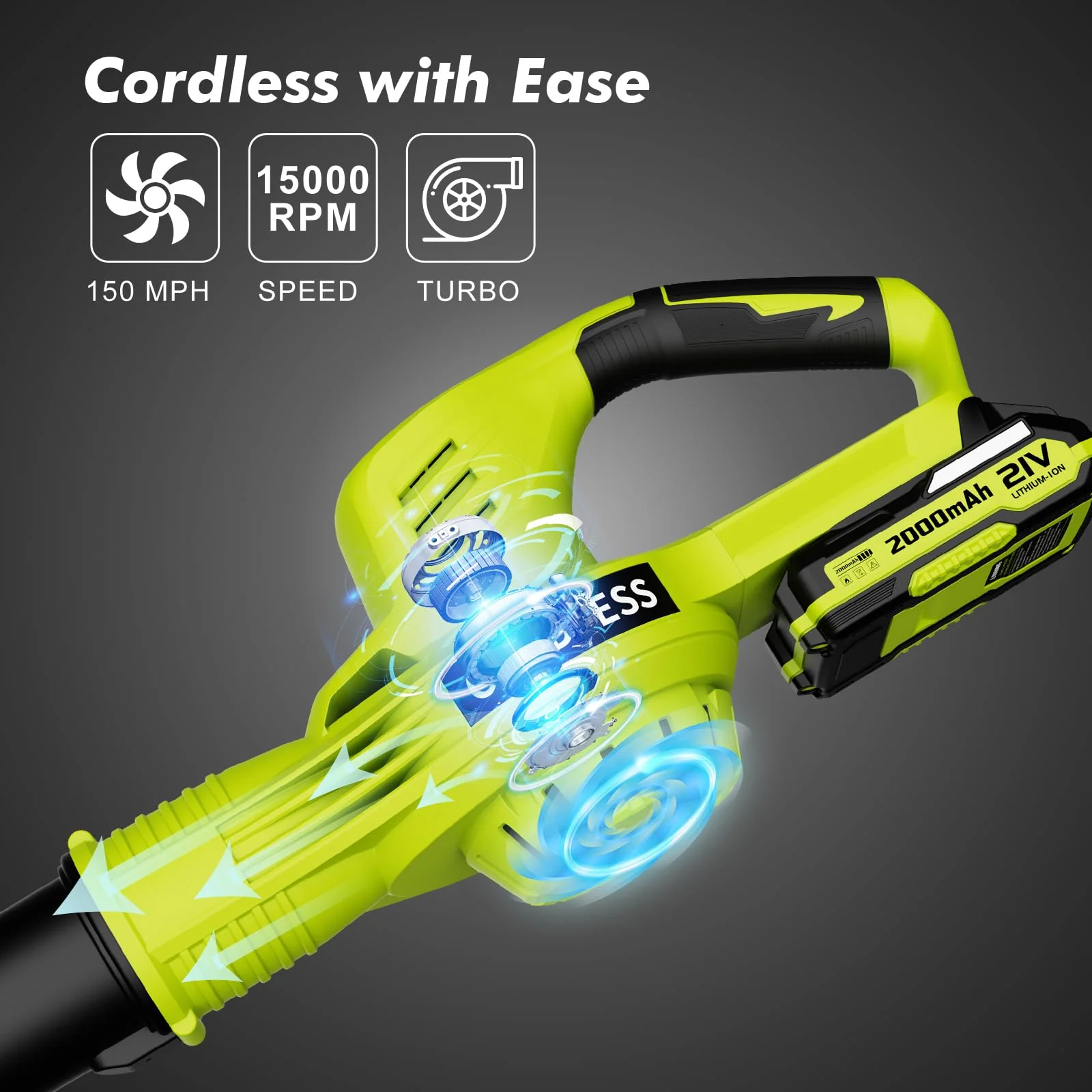 LAZYBOI Electric Leaf Blower Cordless with 2 Batteries and Charger - UZIS Sports