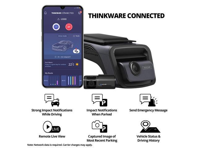 Thinkware U3000 4K UHD Dual-Channel Dash Cam - Sony STARVIS 2, Front & Rear Cameras, Built-in Radar & GPS, 5GHz Wi-Fi - UZIS Sports