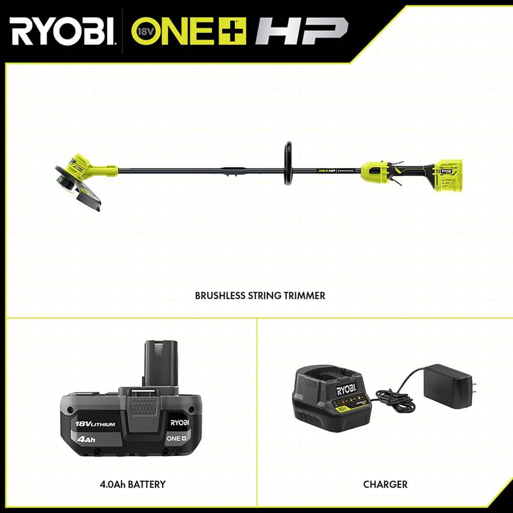 ONE+ HP 18V Brushless 13 in. Cordless Battery String Trimmer with 4.0 Ah Battery and Charger P20120 - UZIS Sports