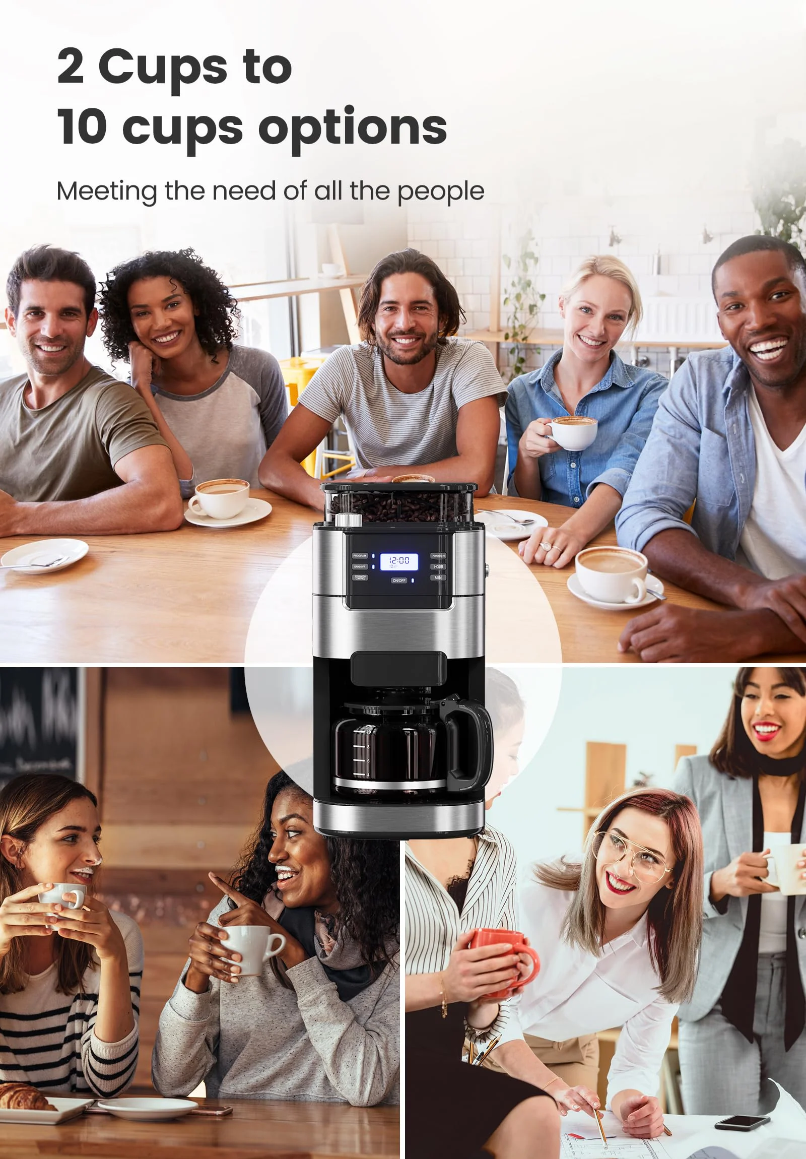 Gevi 10-Cup Coffee Maker with Built-in Grinder - UZIS Sports