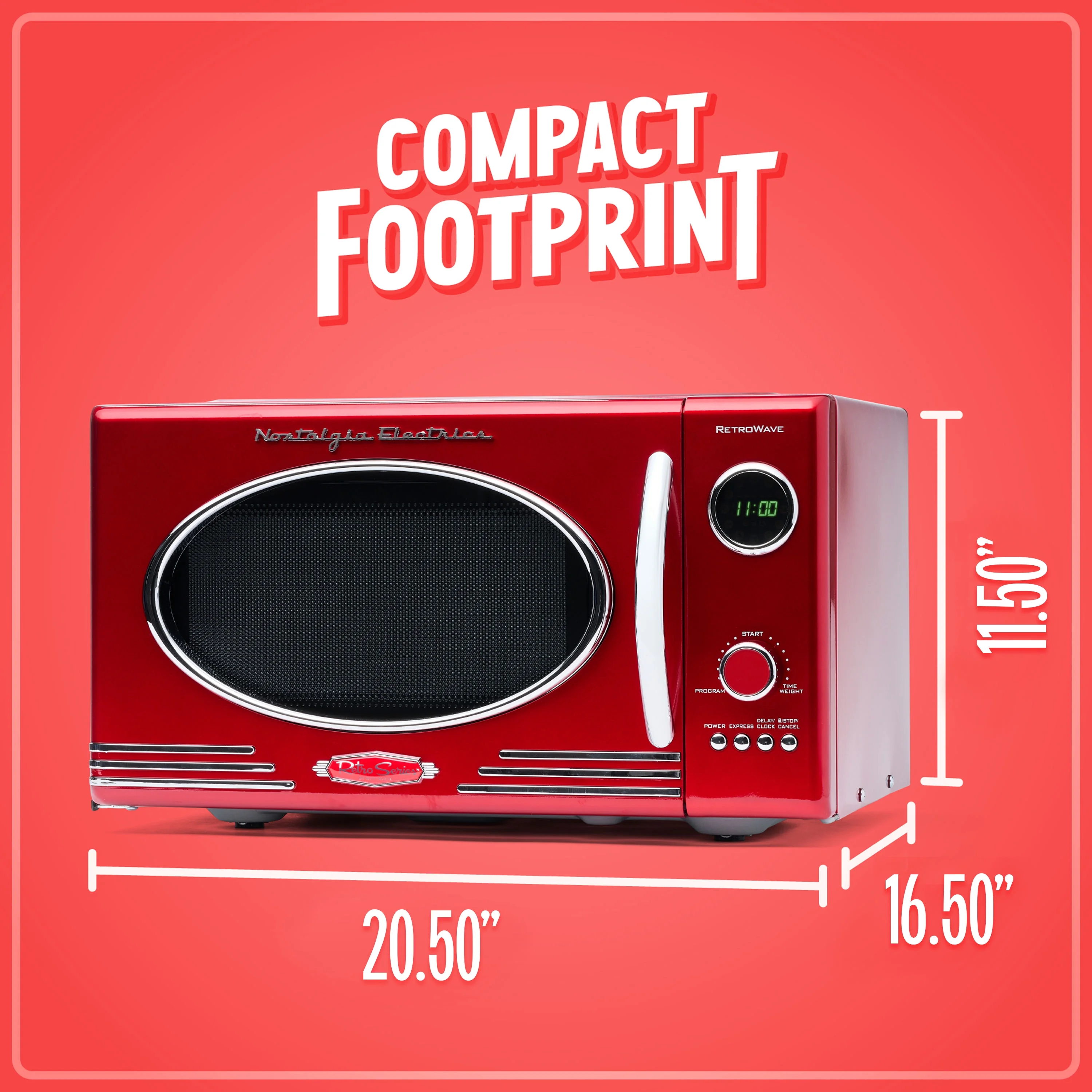 Nostalgia Retro Microwave for Countertop 0.9 cu ft Vintage Microwave, Red - UZIS Sports
