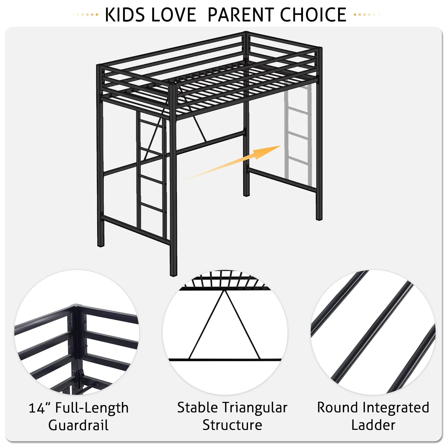 SHA CERLIN Junior Loft Bed Twin Size, Heavy Duty Twin Bed Frame - UZIS Sports
