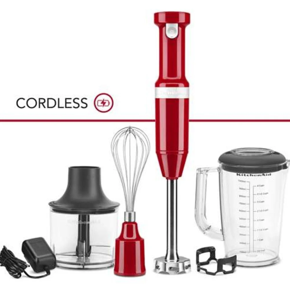 KitchenAid Cordless Variable Speed Hand Blender with Chopper and Whisk Attachment - KHBBV83 - UZIS Sports