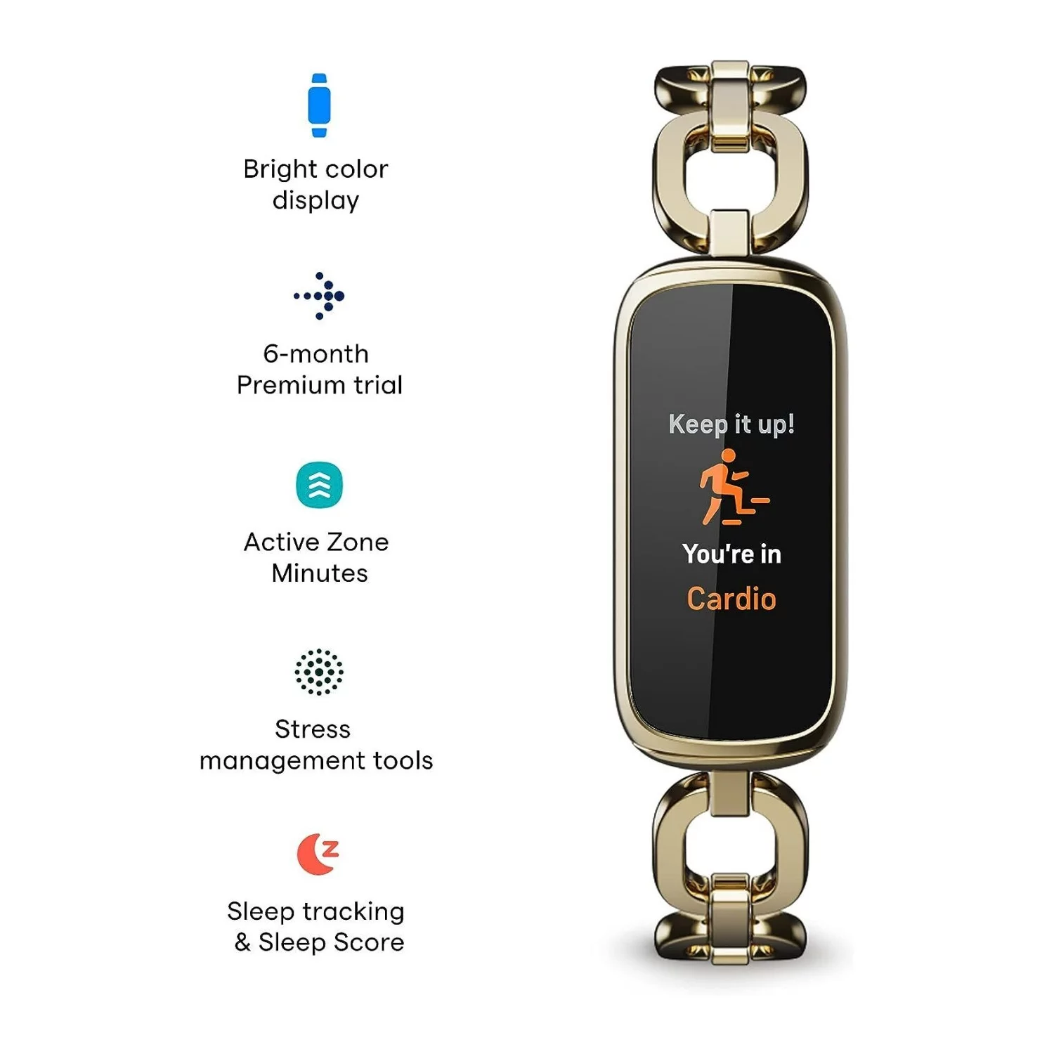 Fitbit Luxe - Gorjana Special Edition - soft gold stainless steel - activity tracker with Parker link bracelet - stainless steel - gold - Bluetooth - UZIS Sports